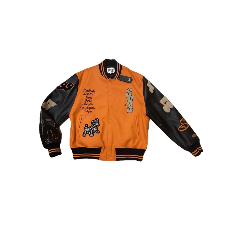 sneakersnstuff Varsity Jacket SNS-2350-0600 Black Orange Men's Size Medium